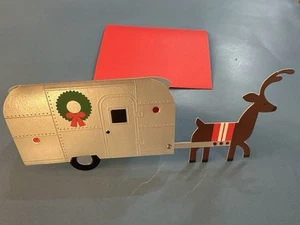 RARE 2005 AIRSTREAM 3D fold Out Holiday Card Travel Trailer RV towed by Reindeer - Picture 1 of 9