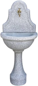 Fontana a Muro Sabbiata in Cemento Color Grigio, 53X35X120 Cm - Foto 1 di 12