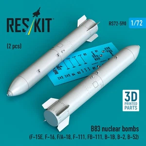 1/72 B83 Nuclear Bombs Resin Aircraft Weapons Set (2 pcs) ResKit RS72-0590 - Picture 1 of 3