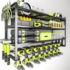 Grande Organizzatore di Utensili Elettrici Supporto a Parete, Garage Stoccaggio Organizzatore di Utensili Senza Fili... - Foto 1 di 7