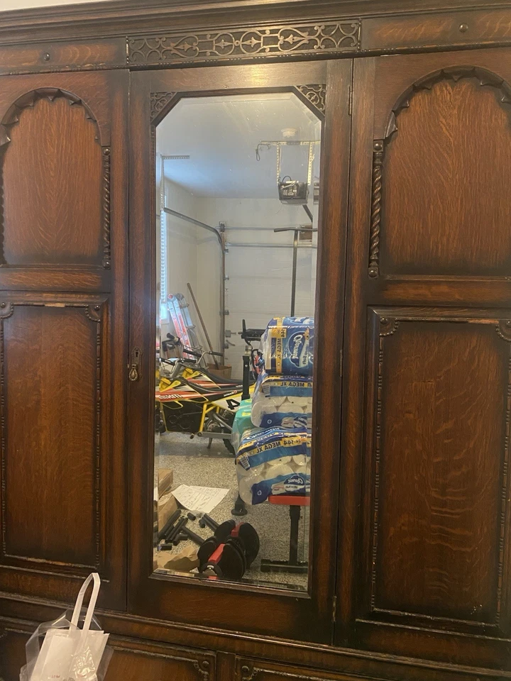 Antique Wardrobe From Germany, Heavy Solid Wood, One Piece - Image 1 of 1