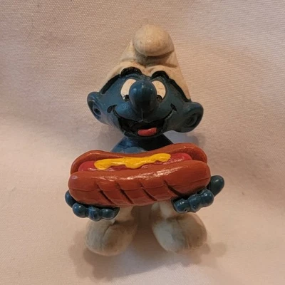 Los Pitufos 20169 Hot Dog Pitufo De Colección PVC Figura Schleich Peyo Figura 1983 Foto 1 de 3