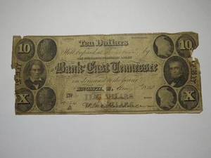 $10 1855 Knoxville Tennessee TN Obsolete Currency Bank Note Bill East Tennessee - Picture 1 of 2