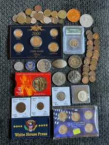 Collectible Junk Drawer Coin Lot 2000 24K PLATED SET,SLAB,2008S PROOF SET,SILVER - Picture 1 of 17