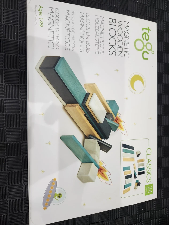 Tegu 24 Piece Magnetic Wooden Block Set in Blues