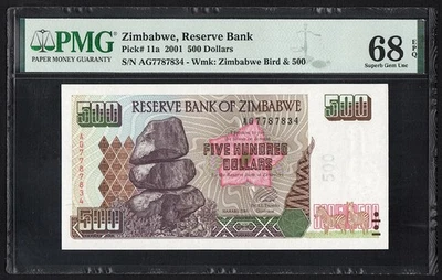 2001 Zimbabwe, Reserve Bank, 500 Dollars, Pick-11a, PMG 68 UNC - Image 1 of 4