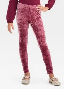 🥥 Cat & Jack Girl's Crushed Velour Leggings Burgundy Size XL (14)🆕 - Picture 1 of 6