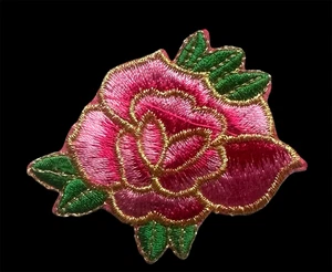 1 pieza Flor bordada plancha en parche aplique 2 3/4 x 2 1/2 pulgadas - Imagen 1 de 2