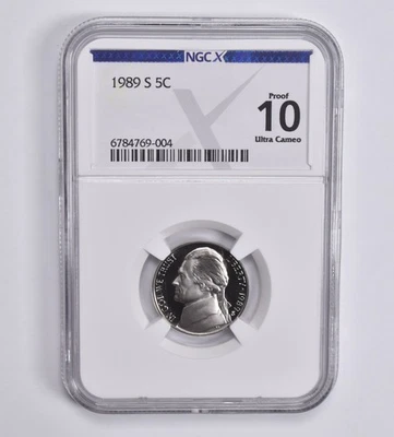 Proof 10 UCam 1989-S Jefferson Nickel 5c NGC X NGCX *2344 - Image 1 of 4