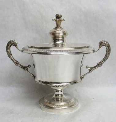 IMPRESIONANTE TROFEO COPA CISNES PLATA CONTINENTAL 2 ASAS CON TAPA Foto 1 de 4