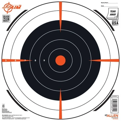 EZ Aim® Paper Shooting Targets, Bullseye, Peel Away Target Pad, 12" Sq 100Ct - Imagem 1 de 4