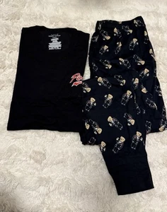 Polo RALPH LAUREN DESIGNER PYJAMAS Set JOGGER BOTTOM Top SIZE M Black - Picture 1 of 5