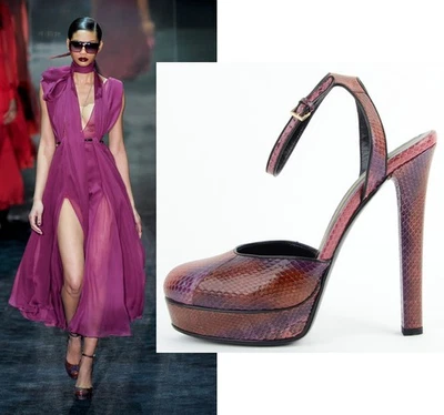 ZAPATOS GUCCI CUERO PITÓN 'HUSTON' PLATAFORMA MARY JANE PASARELA $1,100 37.5 7.5 Foto 1 de 4