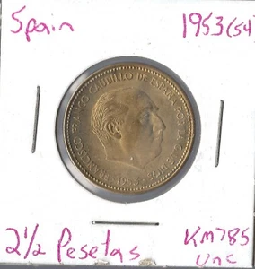 Coin Spain 2 1/2 Peseta 1953 (54) KM785 - Picture 1 of 3