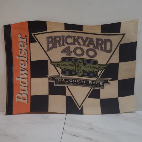 Vintage 1994 Brickyard 400 Inaugural Race BUDWEISER Felt Checkered Flag 19 x 13" Cover