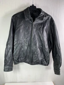 American Classics Colebrook Distressed Black Leather Bomber Jacket Mens XL - Picture 1 of 8