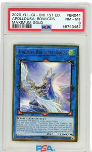 2020 Yu-Gi-Oh! 1st Ed MAXIMUM GOLD - APOLLOUSA BOW OF THE GODDESS - PSA 8 - Picture 1 of 2