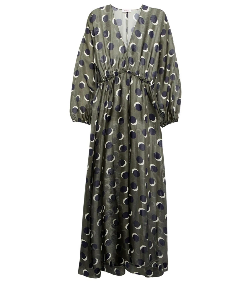 Eres Women's Neptune Moon Printed Silk Dress Olive Size M NEW WITH TAGS! — 第 1/4 张图片