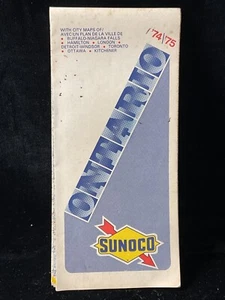Vintage 1974/1975 Sunoco Ontario road map #6 Fold Out Paper - Imagen 1 de 12