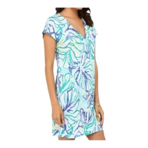 Lilly Pulitzer Duval Dress in Pool Blue Stay Cool Sz S Linen Knit - Picture 1 of 8