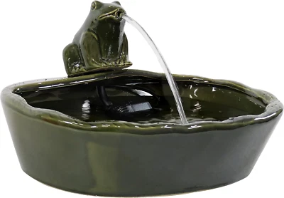 Ceramic Frog 7-Inch Outdoor Solar Fountain - Submersible Pump - Soothing Water S - Image 1 of 4