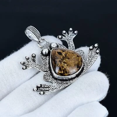 Colgante de joyería de plata de ley 925 hecho a mano con piedras preciosas de jaspe de bronce 1,77" Foto 1 de 3