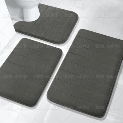Memory Foam Bath Rug Bathroom Floor Shower Mat Carpet Non-slip Soft Absorbent - Image 1 of 4