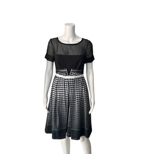 NWT $995 Mantu Black/White Plaid Print Fit & Flare Dress Size 44/US 8 - Picture 1 of 8