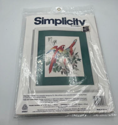 Nuevo en Paquete Simplicity NEEDLEPOINT Kit Loros Pájaros Punto de Cruz Kit para Bordar! Foto 1 de 2