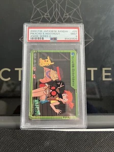 Pokemon Japanese Pikachu & Hoothoot Bandai 2000 Anime Series 2 25 PSA 9 MINT - Picture 1 of 2