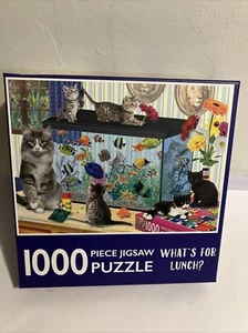 COSA C'È PER PRANZO "PUZZLE" 1.000 pezzi gattini su vasca per pesci usato in ottime condizioni - Foto 1 di 7
