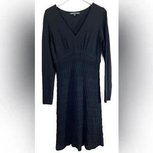Jones Wear Sweater Dress Black Crochet Midi Lined Dress Long Sleeve Size Small - Picture 1 of 13