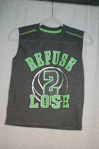 Boys Athletic Muscle T-Shirt "REFUSE 2 LOSE" BASKETBALL Gray Green SIZE S M L XL - Picture 1 of 1
