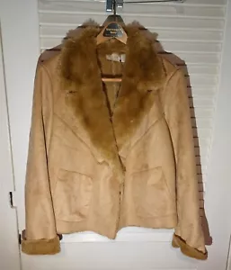 NWT Chico’s Faux Suede & Shearling Jacket, Camel Sz. 2 (L / 12) Women's *SOFT* - Picture 1 of 12