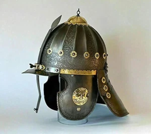 Medieval Steel & Brass Shishak Hussars Antique Finish Helmet Collectible Gift - Picture 1 of 7
