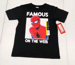 Marvel Kids Spider-Man T-Shirt Famous On The Web Black ~ Size Large (10-12) - Picture 1 of 11