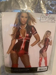 New Forplay Mesmeric Medic Naughty Nurse Costume Adult Size XS/S Bodysuit Gloves - Picture 1 of 5