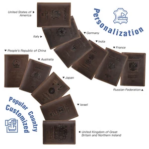 Customised Leather RFID 2 Passport Holder Cover Wallet AirTag Banknote Card Slot - Picture 1 of 12