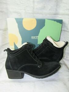 New in Box ~ Earth Shoes Peak Provo Black Suede Lace Ankle Boots Size 9 / 40