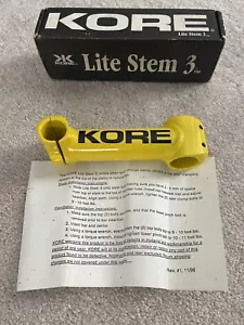 NIB Vintage Kore LiteStem3 Yellow Stem 1 1/8 Threadless 135mmX 0 Deg 25.4mm MTB - Picture 1 of 11