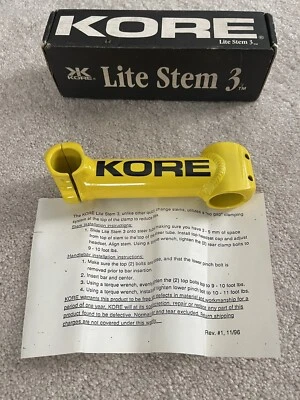 NIB Vintage Kore LiteStem3  Yellow Stem 1 1/8 Threadless 135mmX 0 Deg 25.4mm MTB - Image 1 of 4