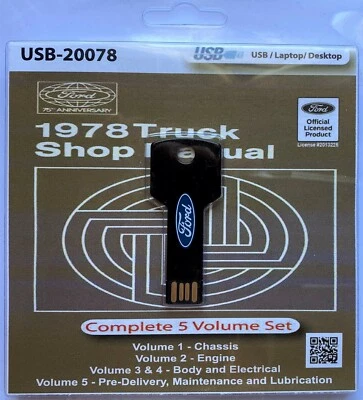 Ford Trucks F100 F250 F350 1978 Econoline serie B C P manual de servicio de taller USB  Foto 1 de 3