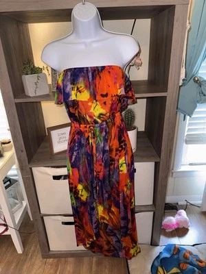 Sexy Vestido Floral Transparente Sin Tirantes Tropical Cynthia Rowley Foto 1 de 4