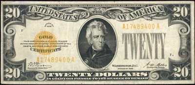 1928 $20 Twenty Dollar Gold Certificate Note Fr#2402 - Image 1 of 4