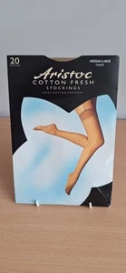 Aristoc Cotton Fresh Stockings Med/Large Taupe 20 Dernier - Picture 1 of 2