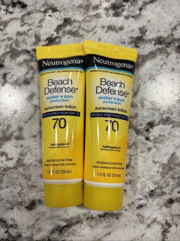 2x Neutrogena Beach Defense Agua + Protector Solar Loción FPS 70, 1 Fl Oz Foto 1 de 1