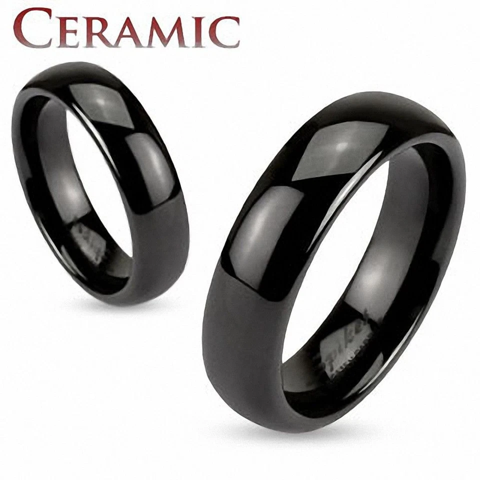 Ring Wedding Ceramic Black Dome - Image 1 of 1