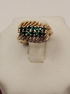14k Yellow Gold Ladies Emerald Ring