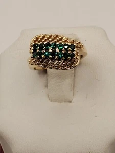 14k Yellow Gold Ladies Emerald Ring - Picture 1 of 8