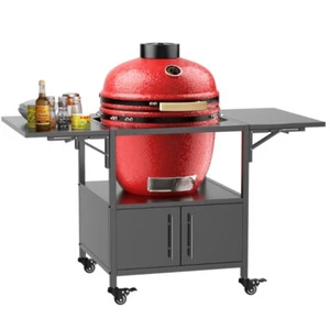 Mesa Parrilla para Barbacoa Estilo Huevo Verde Grande, Carro Parrilla Metal con 2 Paneles Plegables - Imagen 1 de 12